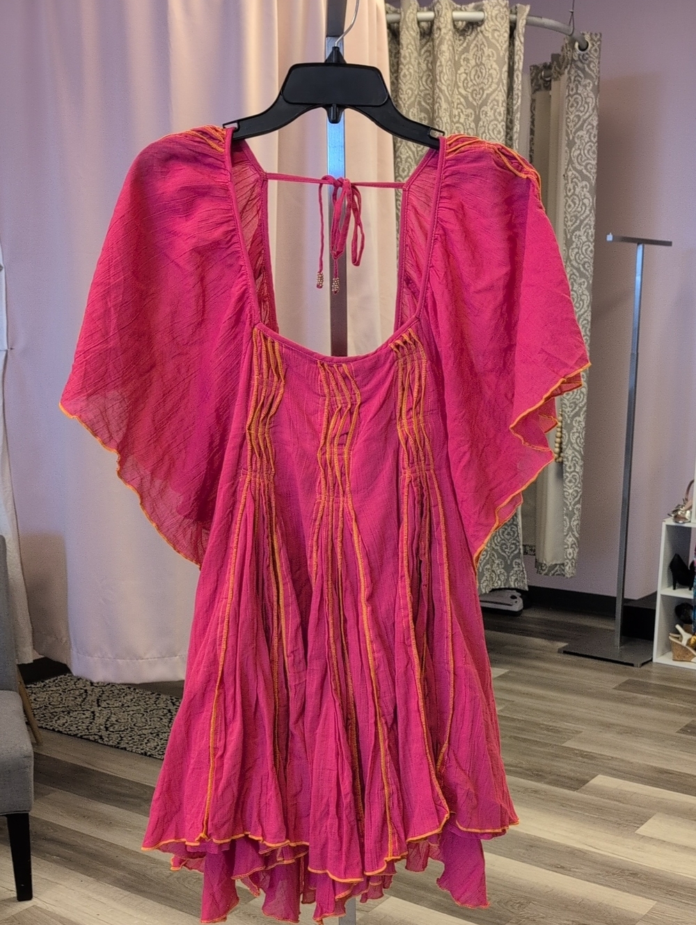 Free People Hot Pink Dress with Orange Accents